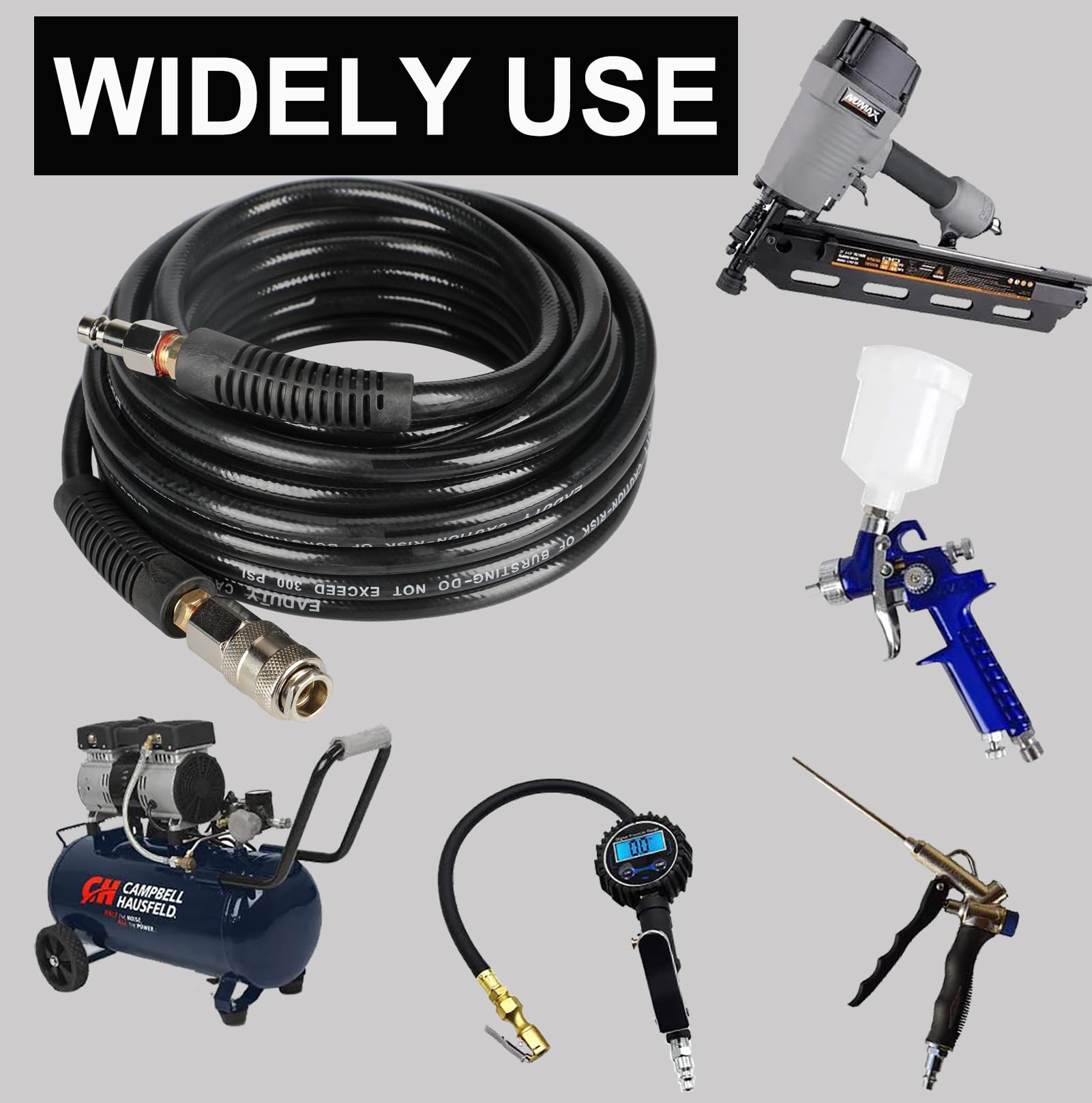 EADUTY Air Compressor Hose, Heavy Duty PVC Air Hose 1/4" I.D by 10 M Length - Image 4