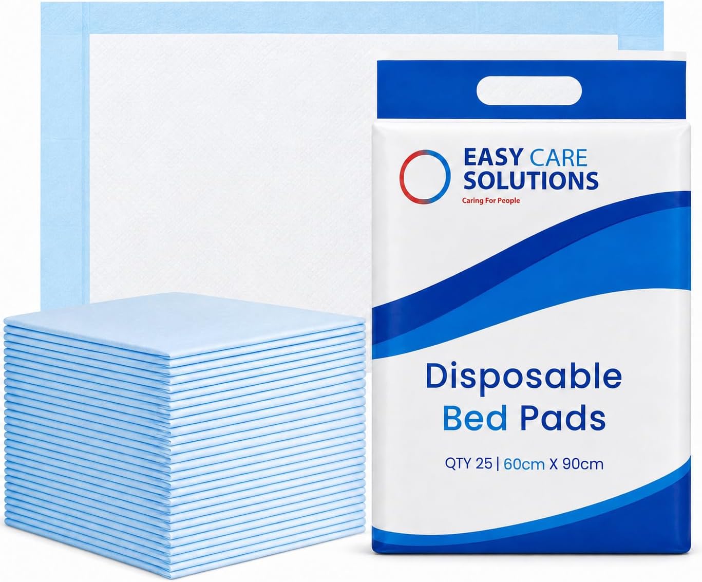 50 x Easy Care Solutions Premium Bed Pads | 60 x 90cm | Blue & White