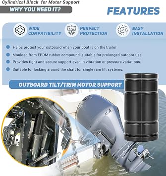 Outboard Motor Transom Saver, Rubber Wedge Support for Single Ram Tilt System, Outboard Motor Shockproof Support for Safe Trailering Protection