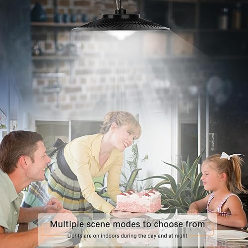 Miniatura 7 de SyouHome Luces solares impermeables para exteriores, 900 lúmenes, luz colgante solar de doble cabezal con sensor de movimiento, trabajo diurno,