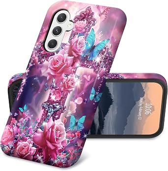 for Samsung Galaxy S25 FE Case Hybrid Dual Layer Women Men Slim Hard PC Shell Soft TPU Silicone Bumper Rugged Shockproof Protective Cell Phone Cover for Samsung S25-FE 5G, Christian Cross Rose