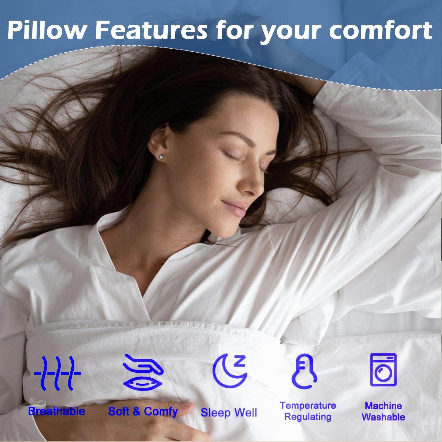 eBeddy Linens 枕カバー 2枚セット ホワイト ソリッド 800スレッドカウント RVサイズ エンベロープクロージャー