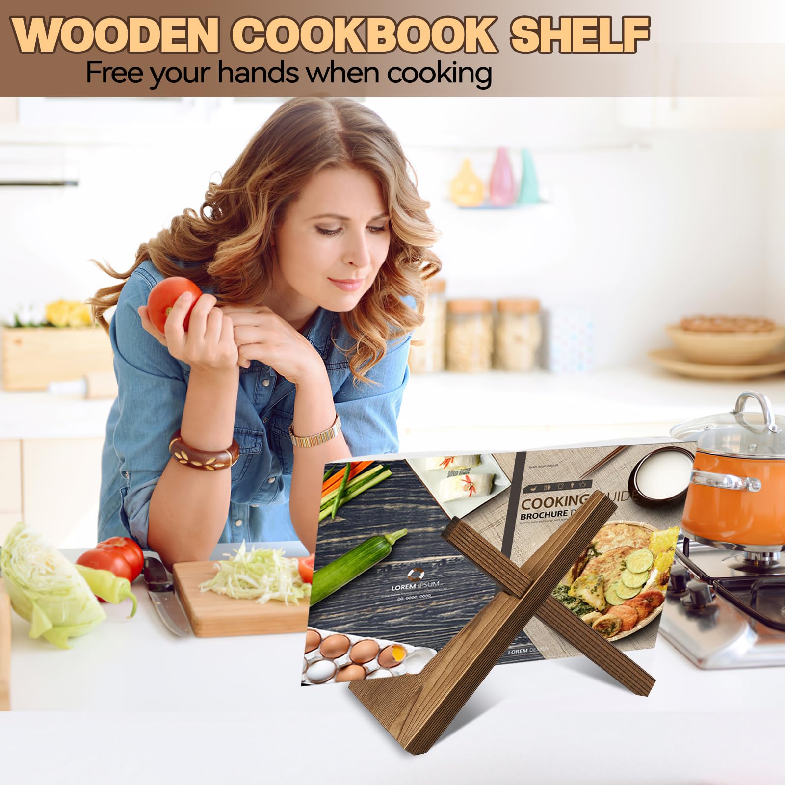 Livre Recette Tenbrachian Support Livre De Cuisine En Bois Massif - Porte Recette Réglable, Présentoir Tablette Et Livre