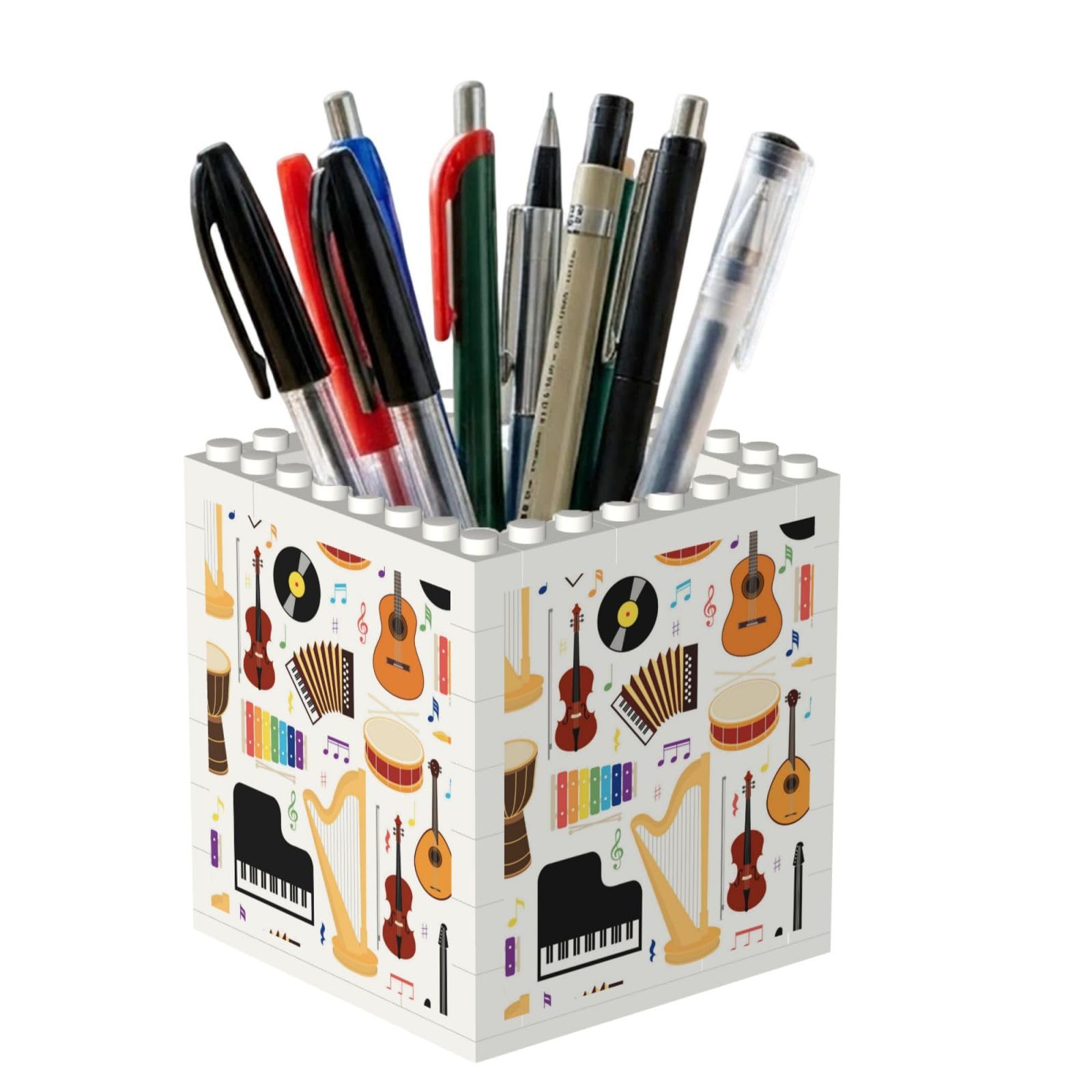 Poadnly Colorful Musical Instruments, Pen Pot Pencil Holder for Office Home School, Compact Desk Organiser for Office Stationery