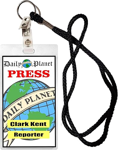Daily Planet Clark Kent - Tarjeta laminada con cordón para disfraz de Halloween