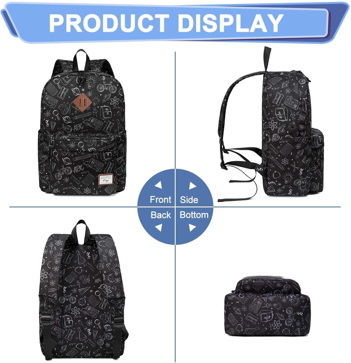 Kasqo Backpack for Women Men,Classic Lightweight Water-Resistant Bookbag for Teen Girls Boys,Travel School Casual Daypack - Image 9