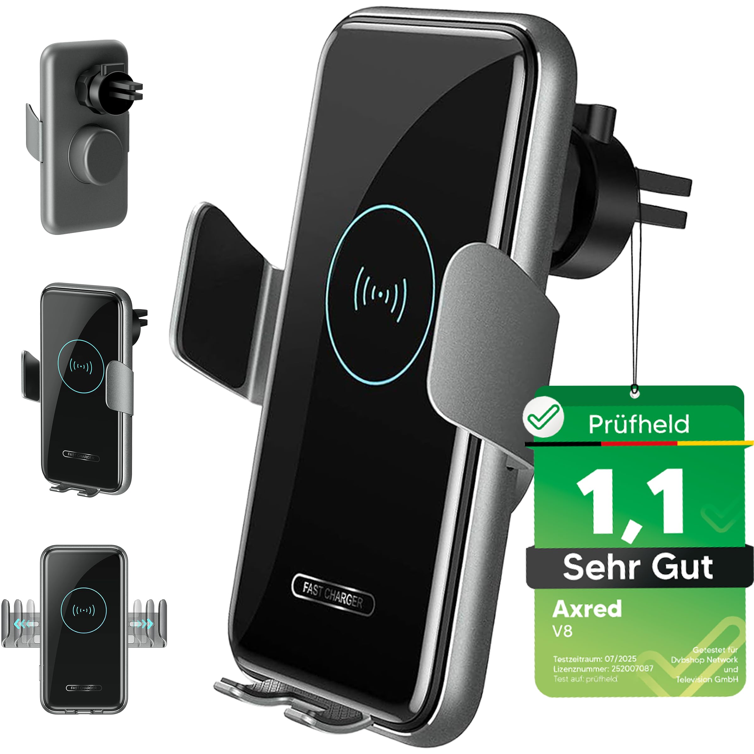 [ Test SEHR GUT, Note 1.1 *] AXRED V8 15W Handyhalterung Auto mit Ladefunktion, Automatische Locking & Touch Entriegelung, Kabellose Schnellladen Qi Handy KFZ Halterung Kompatibel mit iPhone Samsung