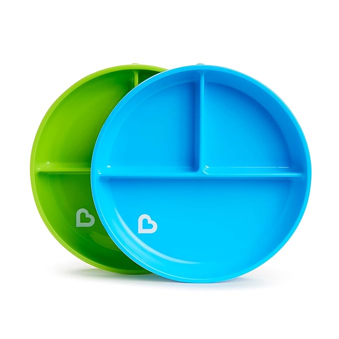 munchkin Stay Put Divided Suction Plates, Blue/Green