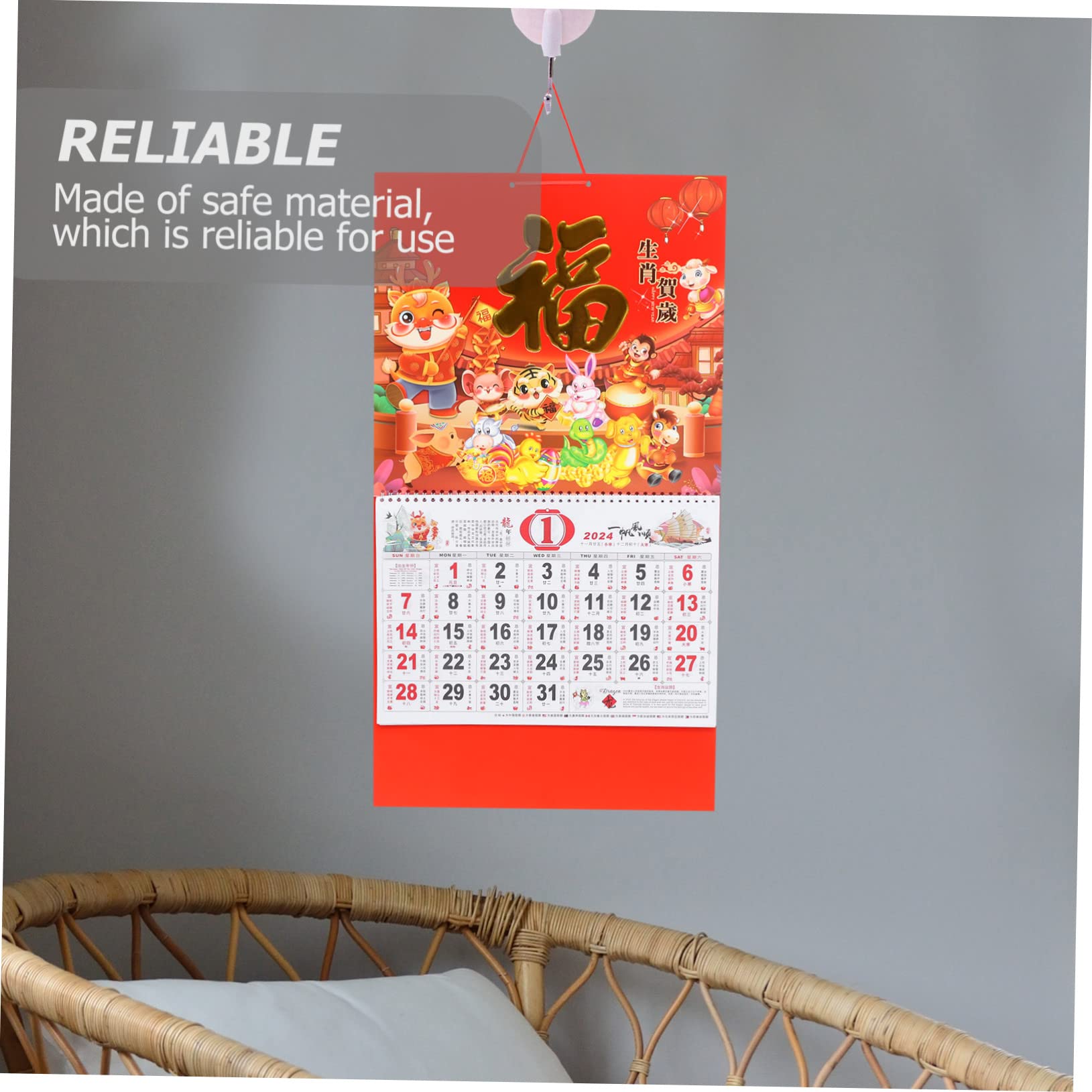 SEWACC 4stücke Hängender Wandkalender Traditioneller Monatskalender Mit Lunar-daten Für Zuhause Oder Büro Für Chinesischer Kultur