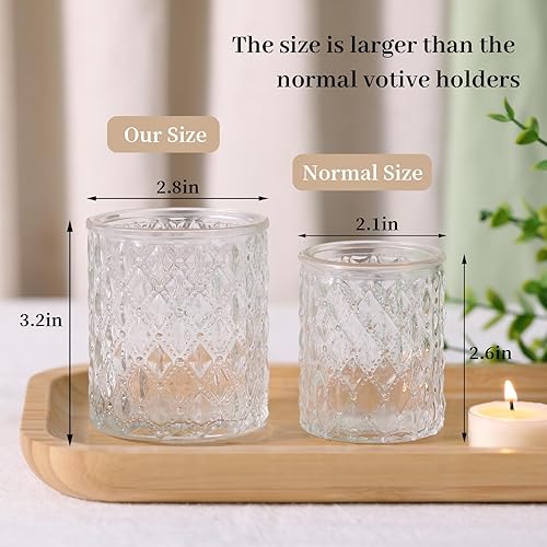 Miniatura 2 de 12 portavelas votivas grandes de 2.8 x 3.2 pulgadas, portavelas de cristal transparente para despedidas de soltera, bodas, centros de mesa, fiestas,