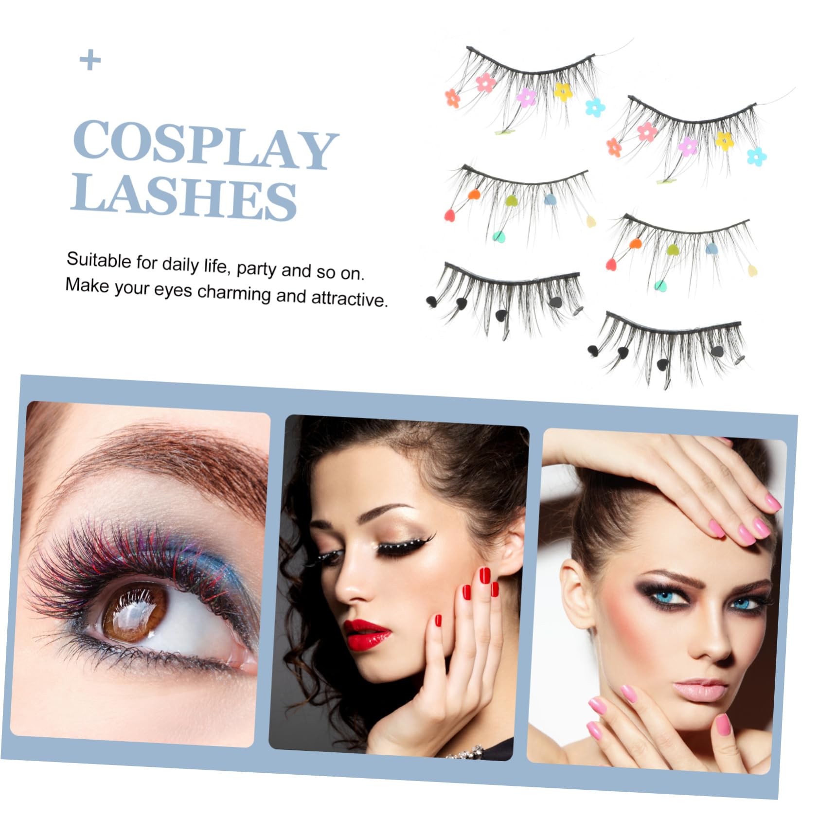 MAGICLULU 9 Paia Ciglia Finte Con Paillettes Ciglia Con Paillettes Per Ragazze Cosplay Ciglia Ciglia Colorate Ciglia Con Colore Breve Falso Ciglio Trucco Mancare Estendere Imitazione