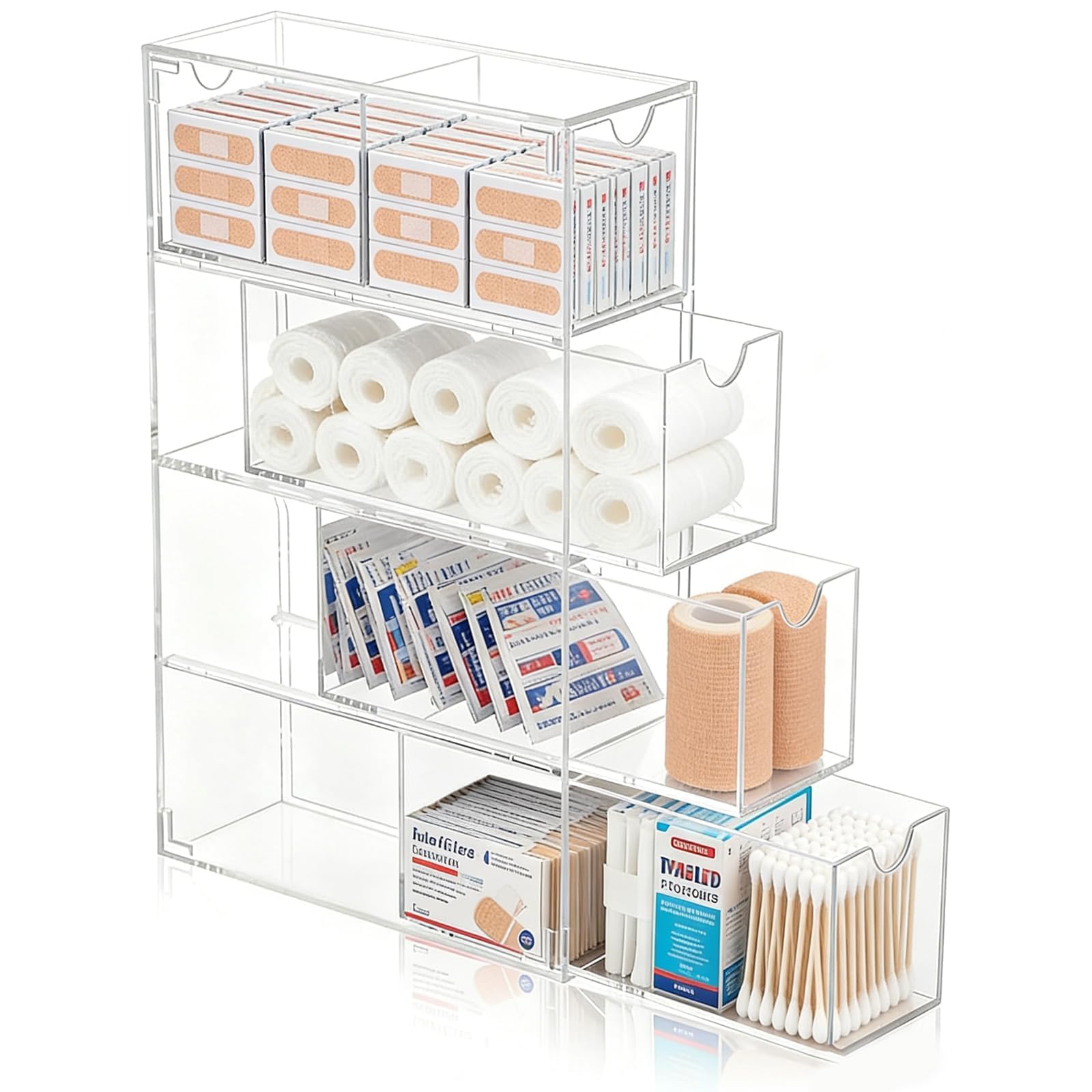 Punorric Medicine Storage Box - Transparent Medical Box & Household Plastic Drawers Storage Unit, First Aid Box, Multi-layer Medicine Cupboard Organiser for Home Office Car School