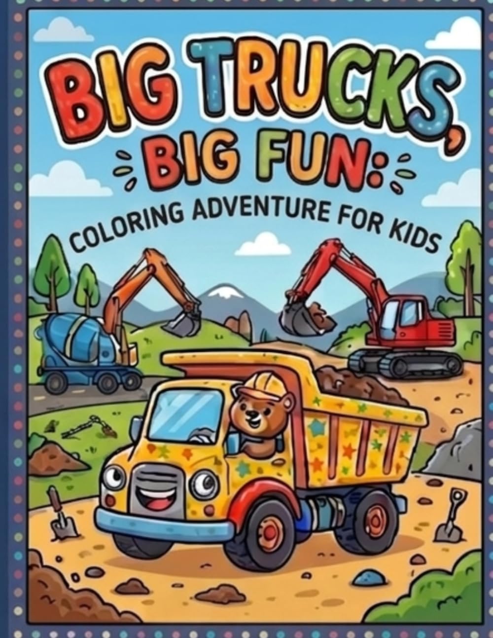Big Trucks, Big Fun: Coloring Adventure for Kids: 50+ Amazing Trucks to Color — Dump Trucks, Cranes, Fire Engines & More!