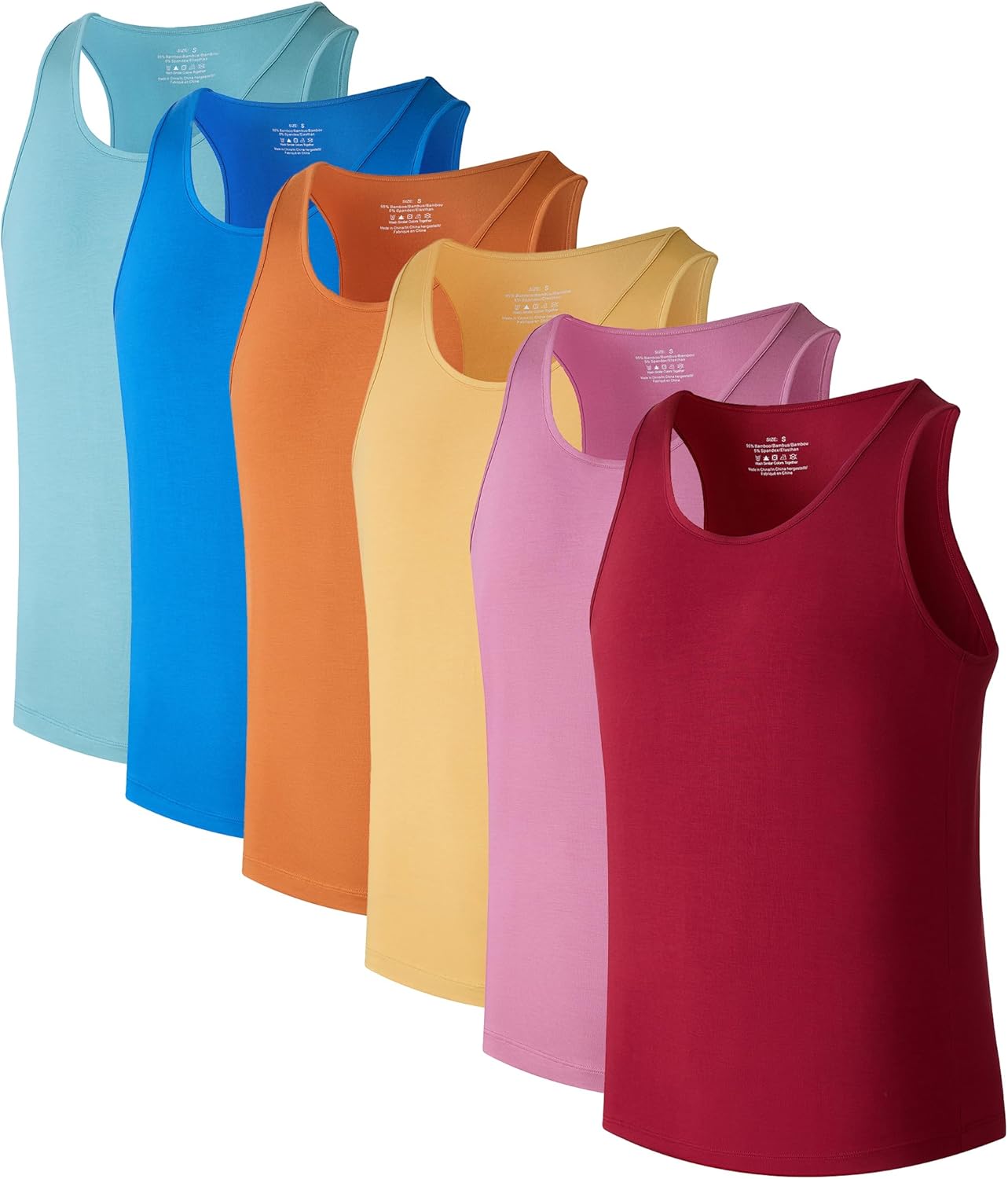 COLORFULLEAF Mens Undershirts Bamboo Rayon Tank Tops Men Crew Neck Stretchy Sleeveless Tank Shirts 3 or 6 Pack