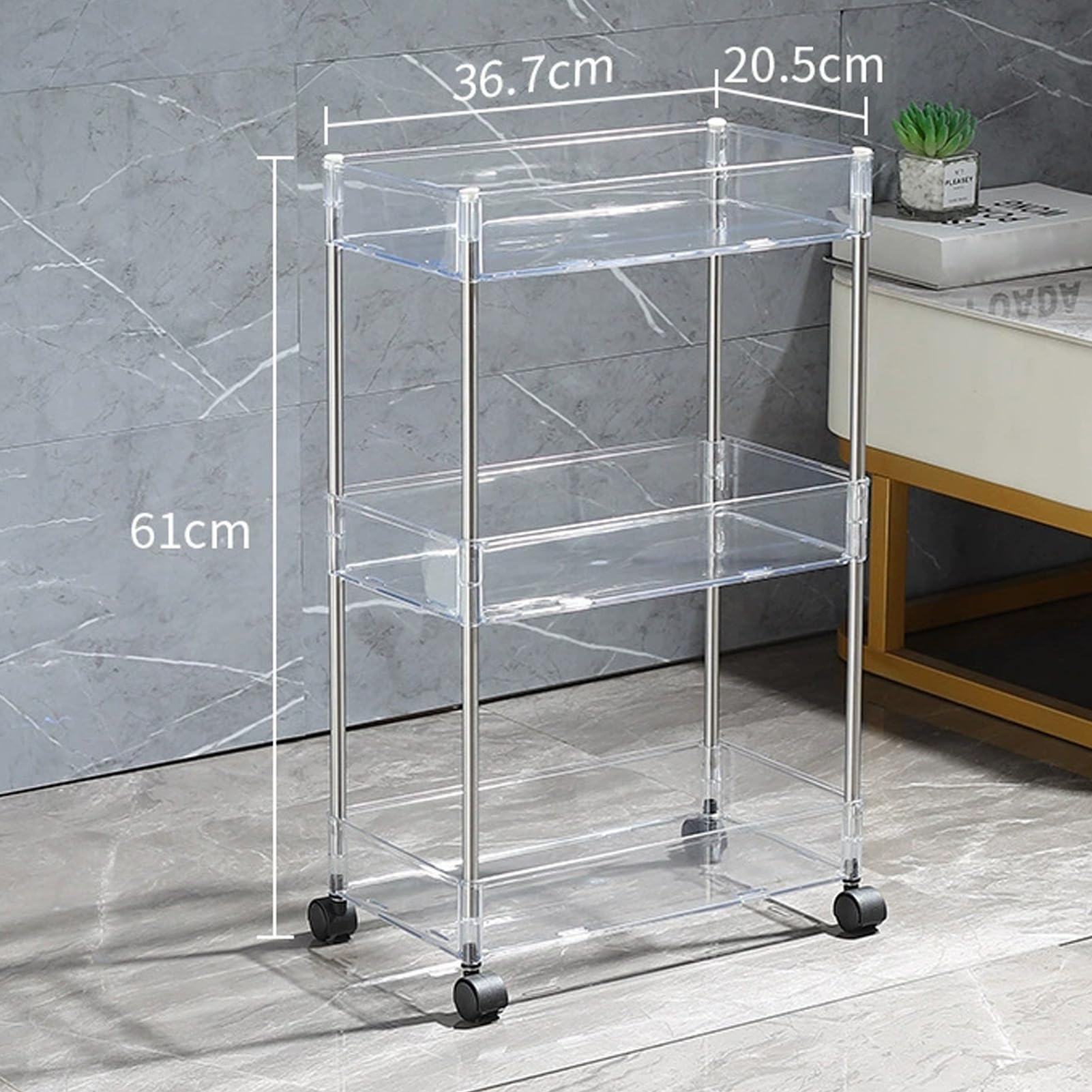 Carrello portaoggetti da cucina a 3 livelli con ruote in acrilico bianco carrello multiuso per bagno nization facile da montare scaffale versatile