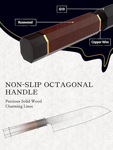 Miniatura 3 de HOSHANHO Chef's Santoku Cuchillo de chef de 7 pulgadas, cuchillo de chef profesional japonés de acero de alto carbono, cuchillo de cocina ultra