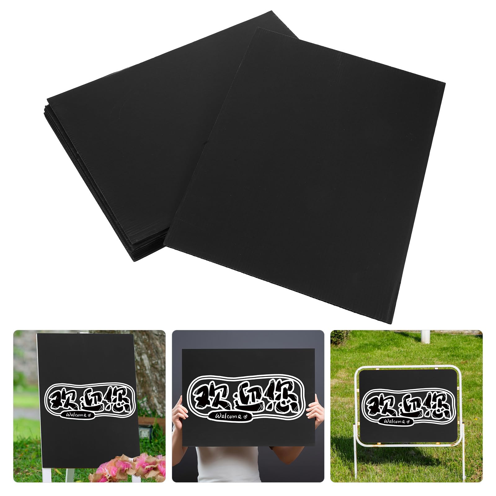 VALICLUD 10 Feuilles de Plastique Ondulé Noir 40x30x0,4 Cm Légères et Résistantes pour Fournitures Scolaires et Panneaux Publicitaires DIY