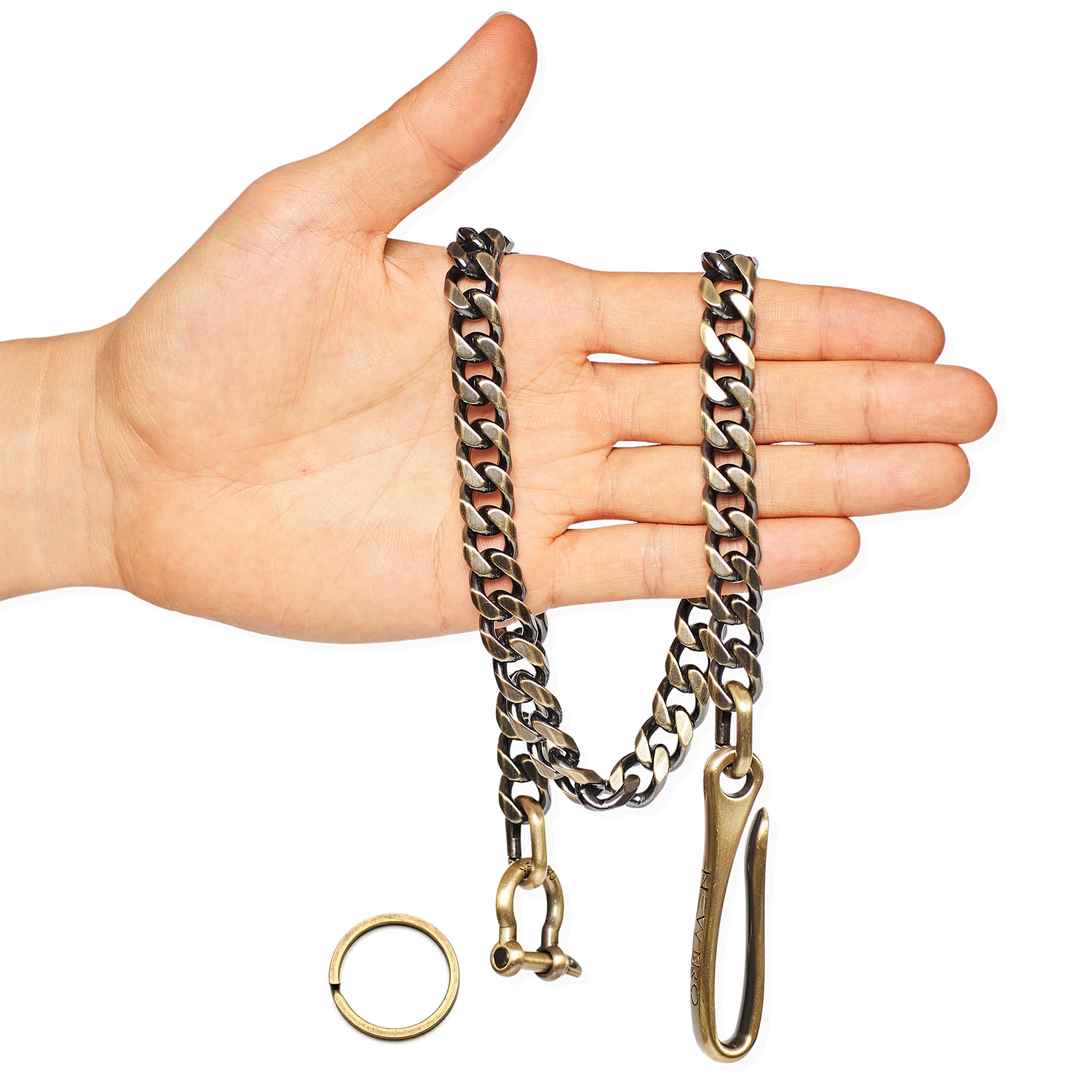 newtro Strong Leash Biker Key Wallet Chain Trucker Jean Pants Chain for Men Silver Black Gold 17" 24" D06