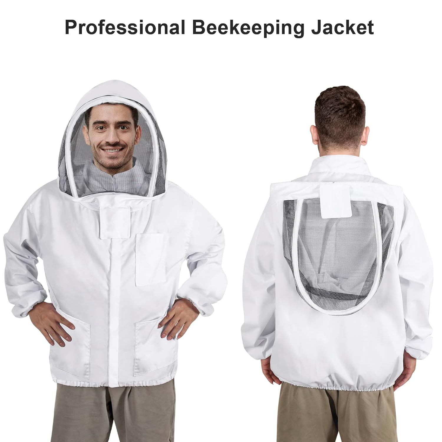 Beekeeping Jacket for Men Women,Polycotton Bee Jacket with Veil Hood,Beekeeper Jacket,Bee Keeper Suite Suitable for Professional Beekeepers and Beginners（L） - Image 4