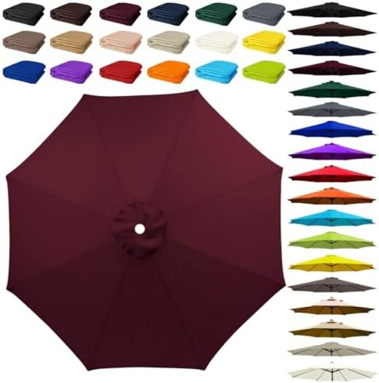 Premium UV50+ Sonnenschirmhülle für 2 m/2,7 m Terrassenschirme, wetterbeständiges Baldachin, passend für 8 Rippen, langlebiger Schutz, Schwarz