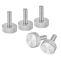 Vista 18 de uxcell M3x6mm Tornillos de pulgar moleteados, 5 piezas de acero inoxidable 304, cabeza plana moleteada, tornillos de pulgar roscados completamente