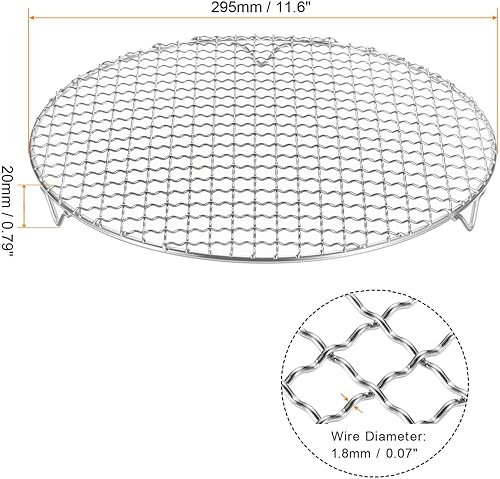 Miniatura 65 de HARFINGTON Rejilla redonda de 6.5 pulgadas de acero inoxidable 201 con alambre cruzado para barbacoa con patas de 0.787 in para cocinar hornear al