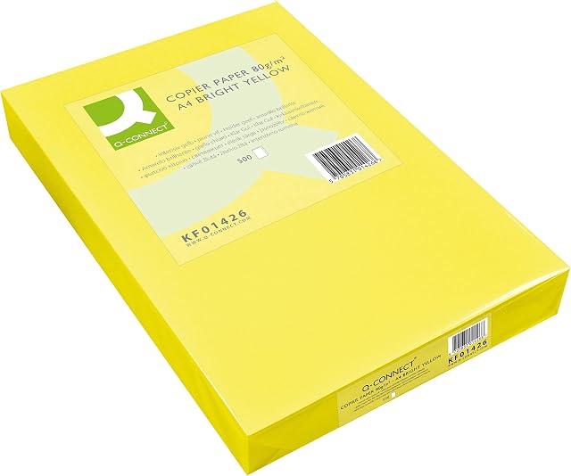 Q Connect A4 80gsm Bright Yellow Ream Coloured Copier Paper