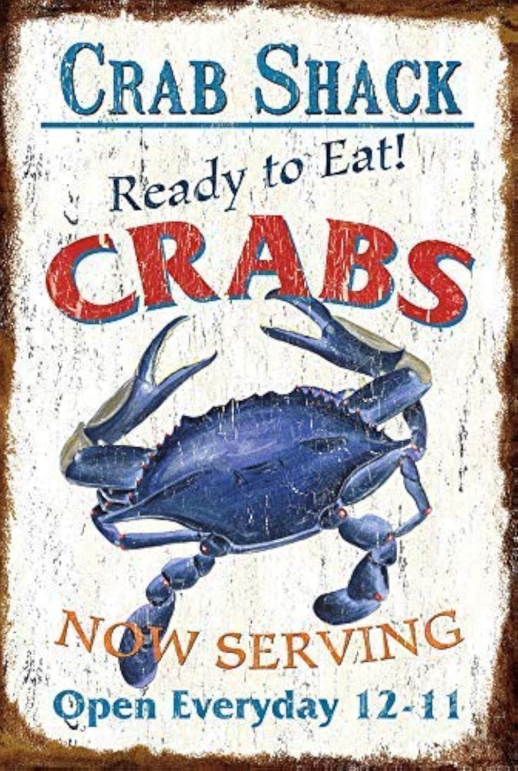 HAIMAX Vintage Metal Tin Signs Crab Shack Ready to Eat! Crabs Retro Rustic Tin Sign Pub Wall 8x12 inches Shop Decor