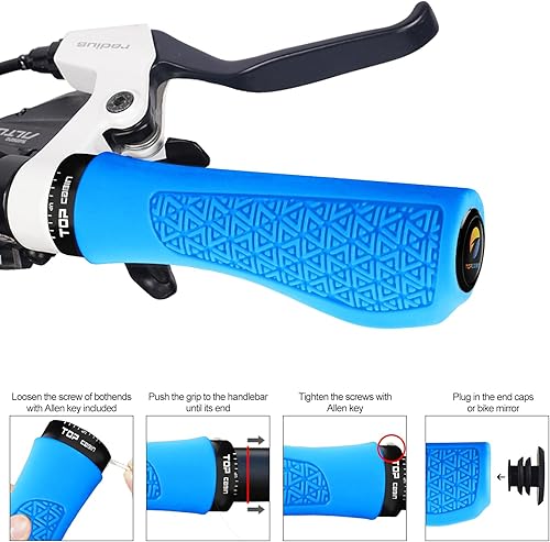 Vista 76 de Empuñaduras de manillar de bicicletas, empuñaduras ergonómicas de aluminio para bicicleta, vibraciones de amortiguación, empuñaduras de manillar