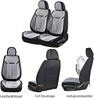 Vista 3 de Coverado Fundas de cuero para asiento delantero, fundas impermeables para asientos de automóviles con terciopelo, protector de asiento de automóvil