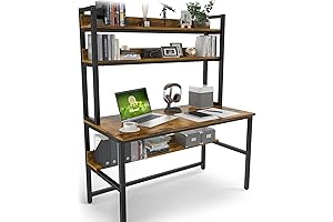 Modern Aquzee Computer Desk with Hutch & Shelves for Home Office