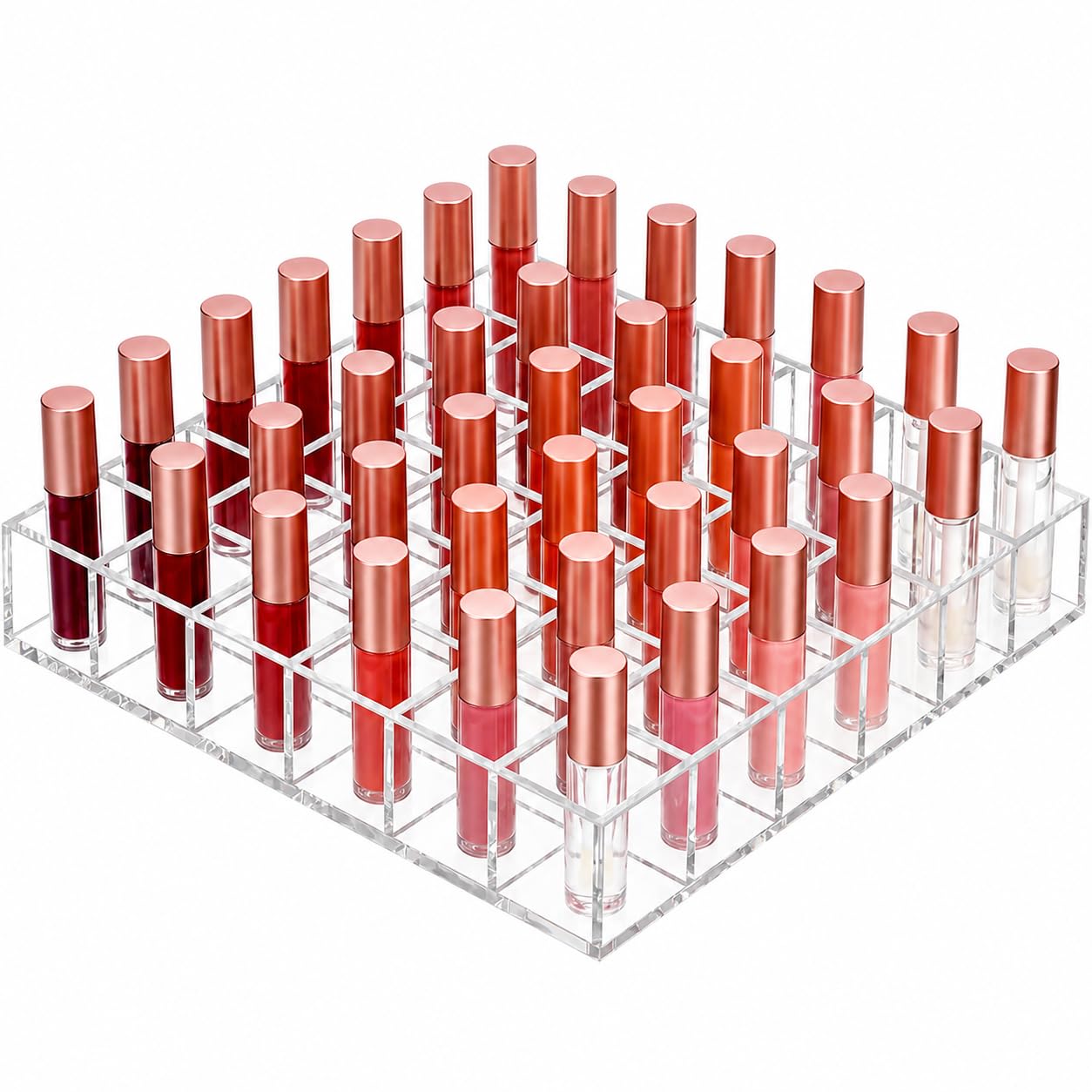Lipstick Holder Clear Acrylic Organizer Makeup Lip Gloss Organizer Plastic Cosmetic Display Case for Lipstick Brushes Bottles Perfume Essential Drawer Vanity Bathroom (36 Slot)-image-44