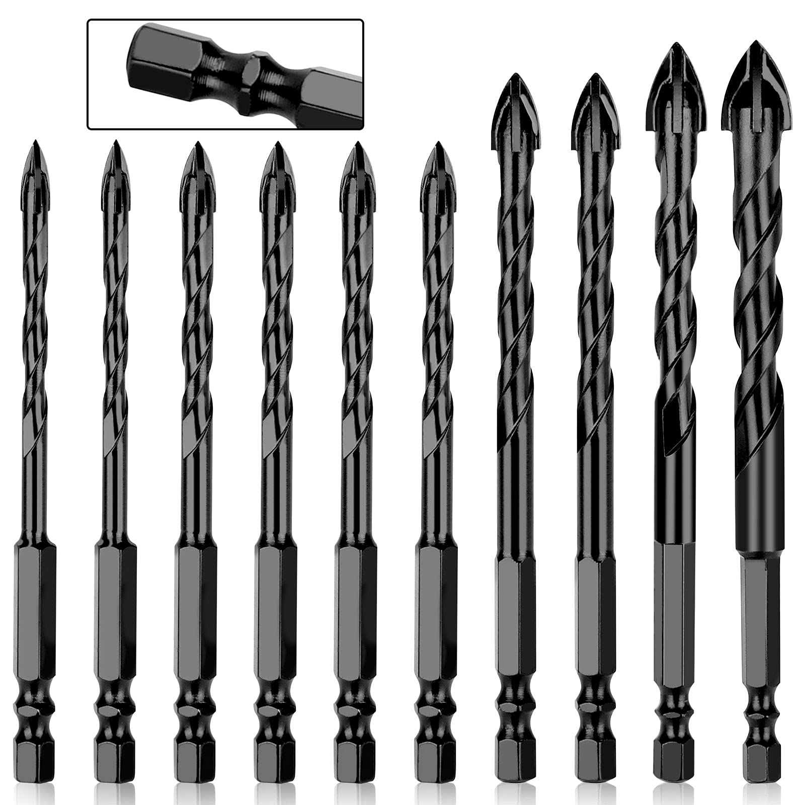 SUNJOYCO 10PCS Masonry Drill Bit Set 