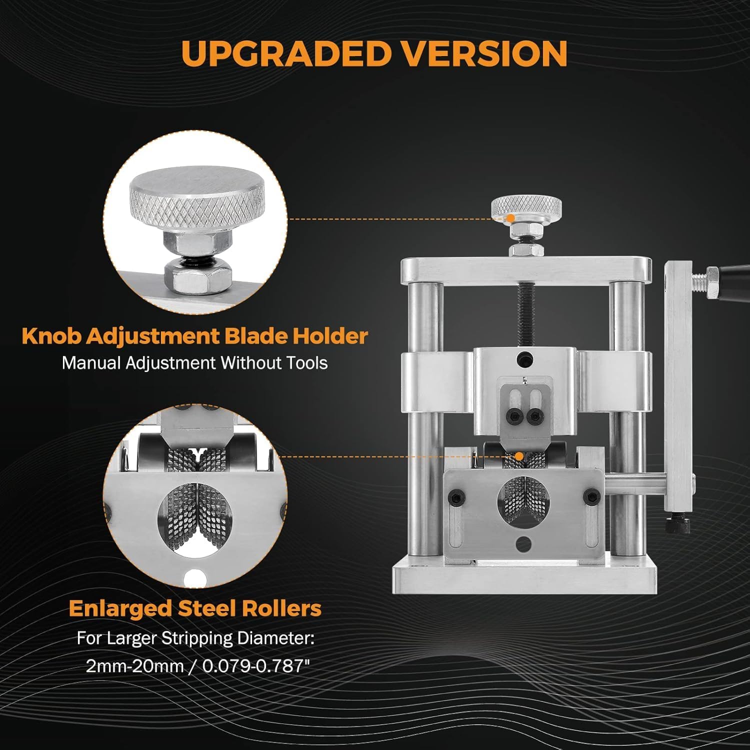 BEAMNOVA Upgraded Mini Drill Powered Hand Crank Wire Stripper Manual Wire Stripping Machine for Scrap Copper Stripping Diameter 2mm-20mm / 0.079-0.787"