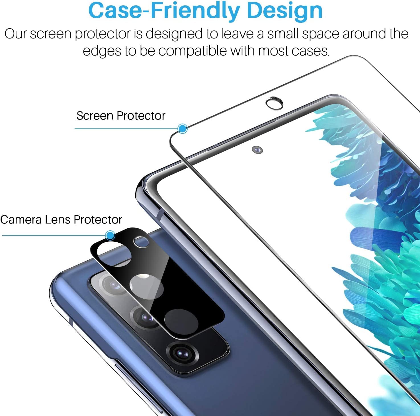 LK 6 Pezzi Vetro Temperato per Samsung Galaxy S20 Fe 5G, 3 Pezzi Samsung Galaxy S20 Fe Pellicola Protettiva e 3 Pellicola Fotocamera, Durezza 9H, Anti Graffio, con Strumenti di Installazione