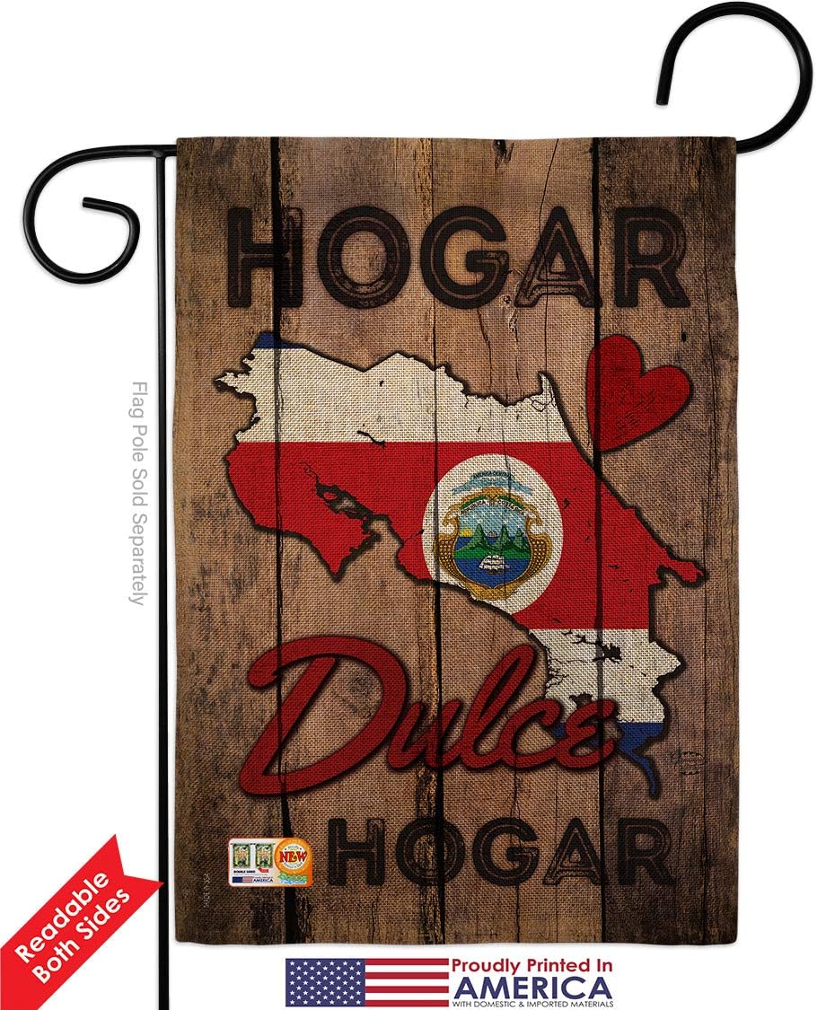 Country Costa Rica Hogar Dulce Burlap Garden Flag Regional Nationality Nation International World Particular Area Small Decorative Gift Yard House Banner Double-Sided Made In USA 13 X 18.5