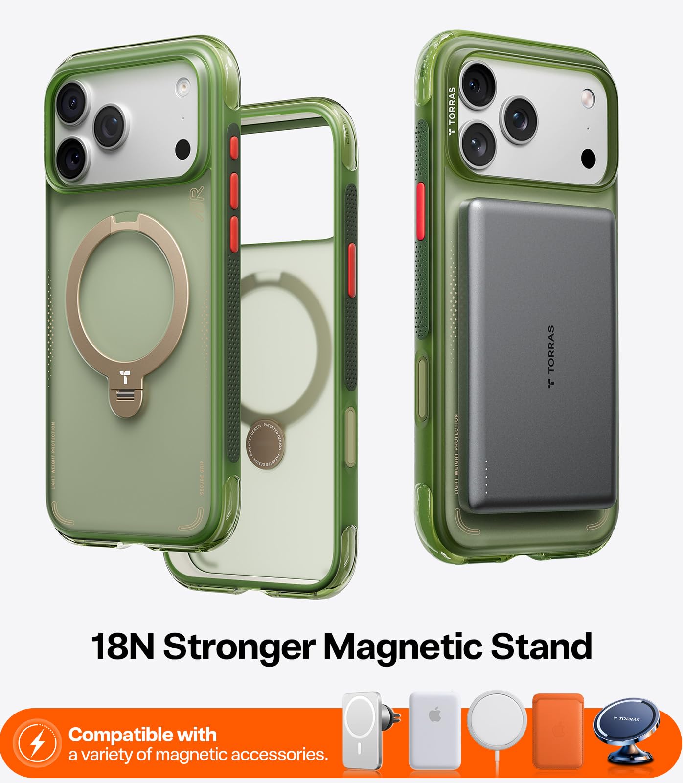 TORRAS Ostand Q3 Air for iPhone 17 Pro Max Case with Real Airbags