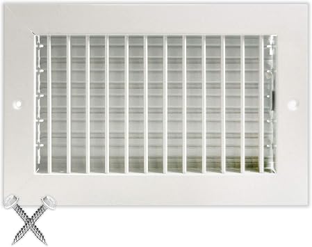 12"w X 6"h Adjustable AIR Supply Diffuser - HVAC Vent Cover Sidewall or Ceiling - Grille Register - High Airflow - White [Outer Dimensions 13.75"w X 7.75"h]