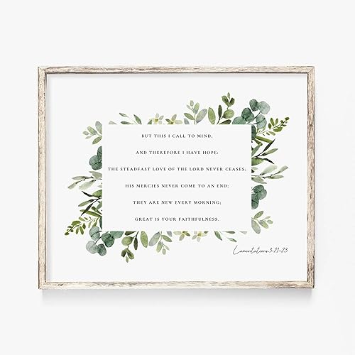 Miniatura 2 de Lamentaciones 321-23 Escritura botánica impresa con versículos bíblicos, arte de pared para el hogar cristiano, sus misericordias son nuevas cada