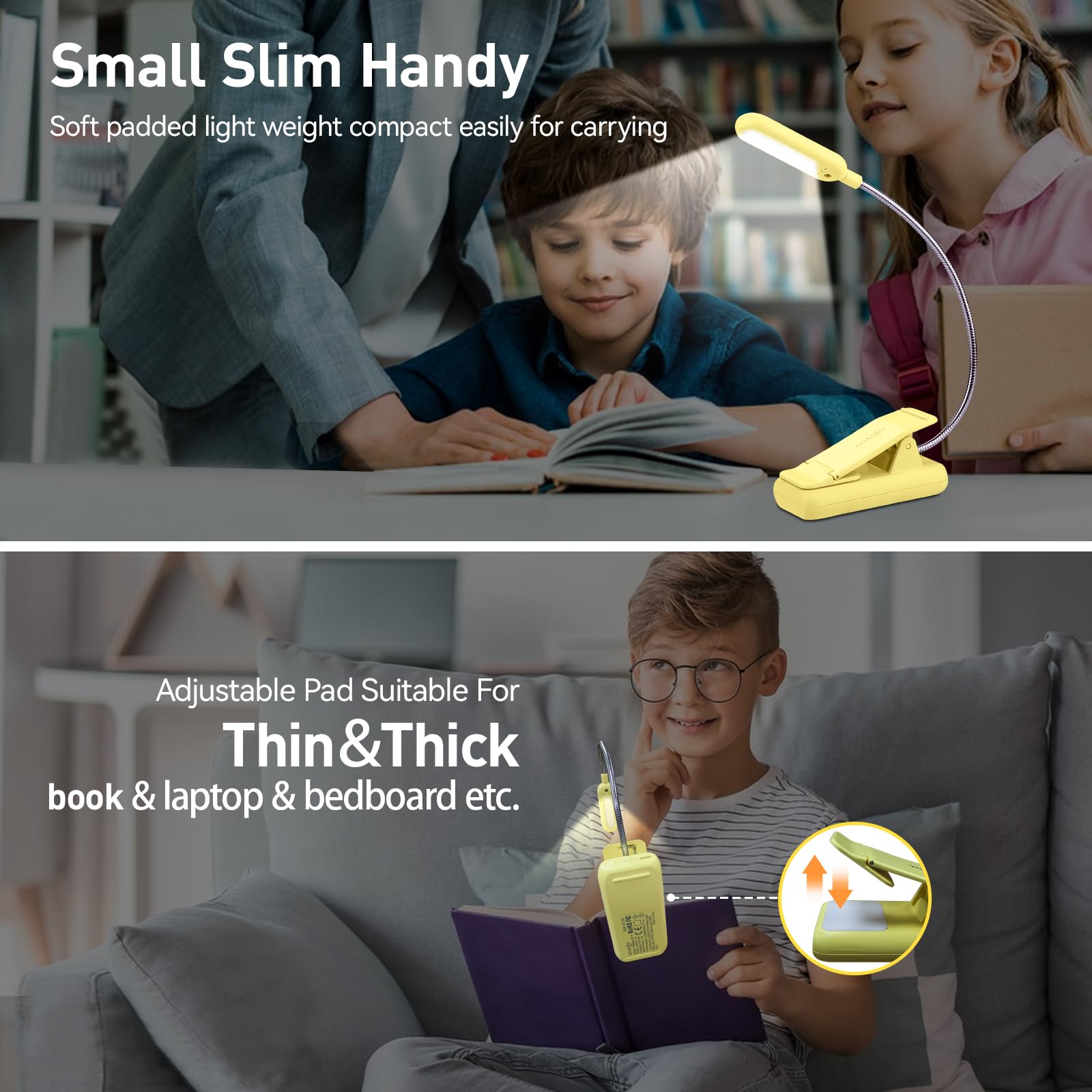 VAVOFO Luz de libro recargable para leer en la cama para niños, 7 luces LED de lectura con 9 niveles de luz blanca cálida y fría, lámpara de cuidado de los ojos con indicador de alimentación para