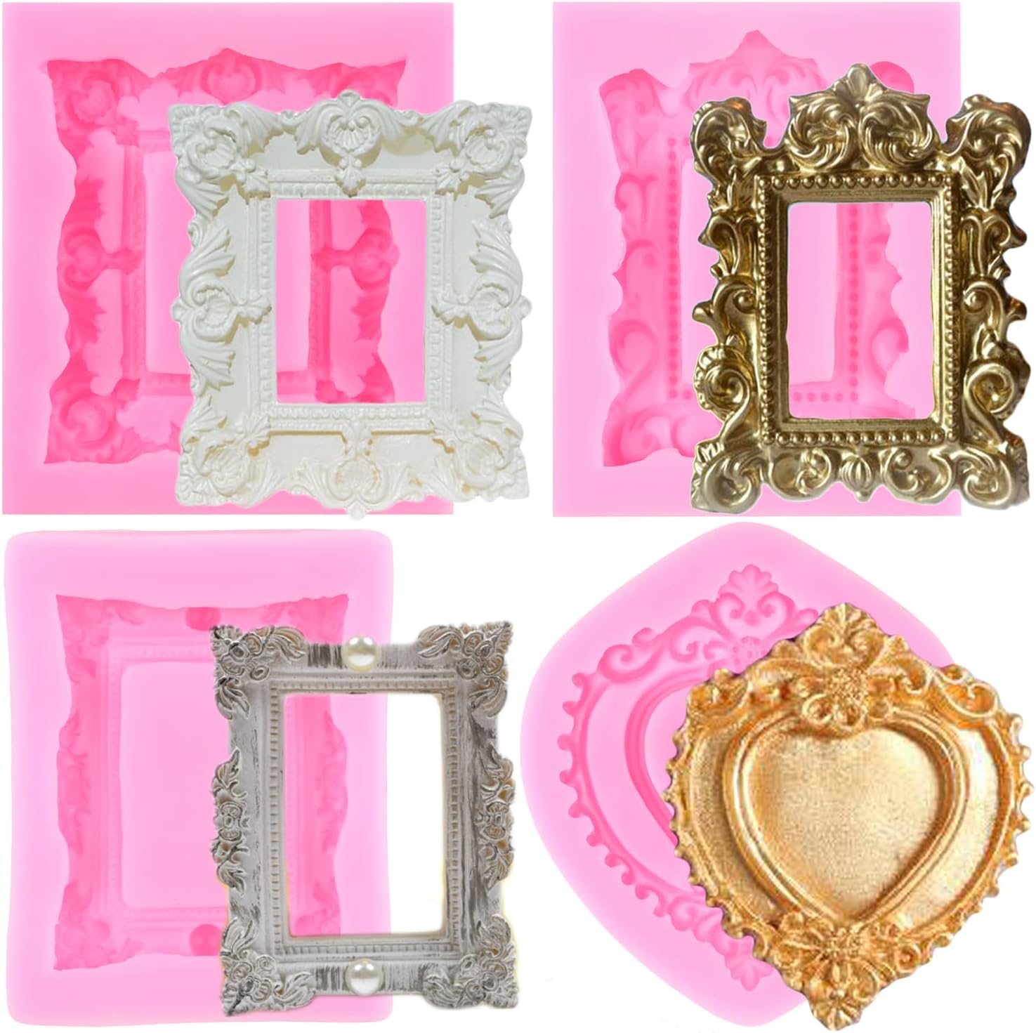 MYPRACS Photo Frame Fondant Molds Picture Frames Silicone