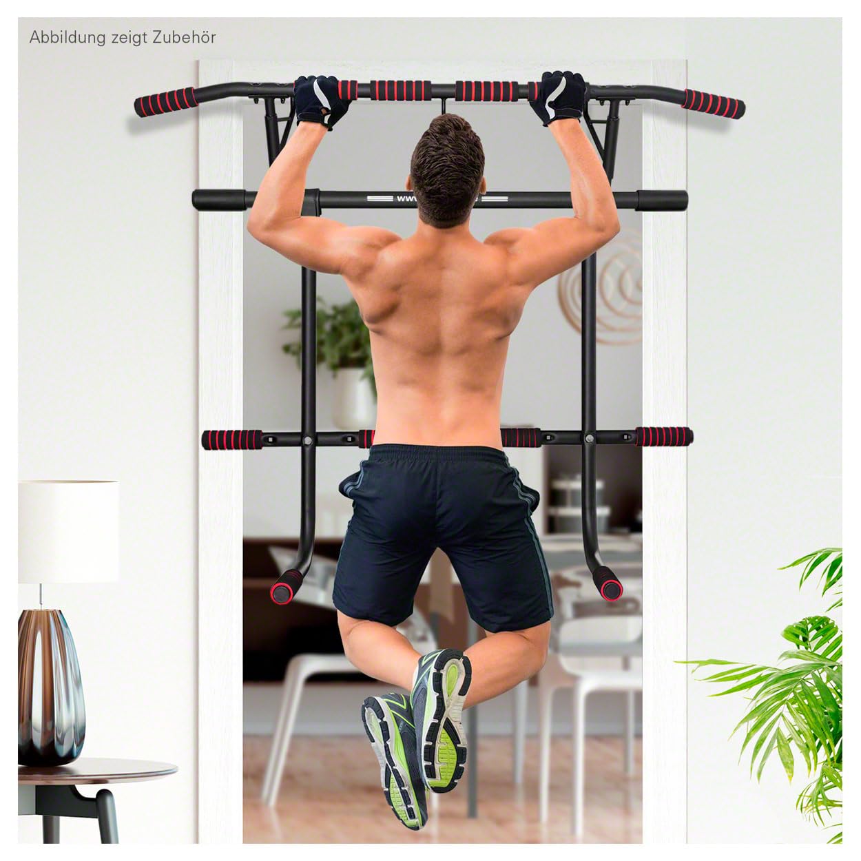 Sport-Tec Dip-Station für Türreck Klimmzugstange - Klappbar, stabile Erweiterung für Dips, Brust- & Bauchtraining, gepolsterte Griffe