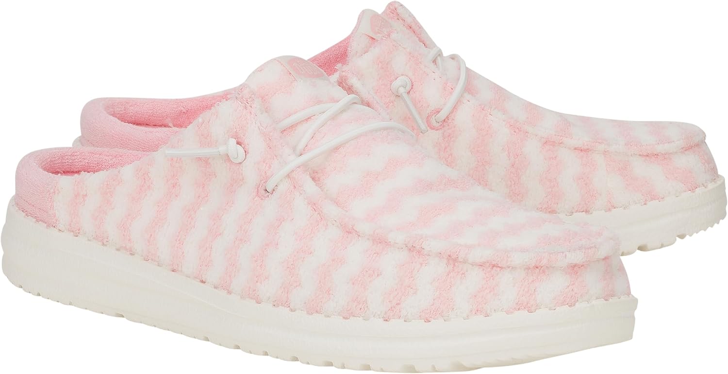 HEYDUDE Women's Wendy Slip Terry Stripe Loafer Pink/White - Image 2