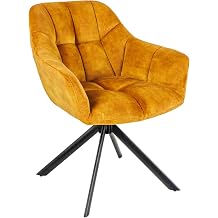 Papillon Chair 65 cm Mustard Yellow Velvet Metal Legs Rotating Armrest