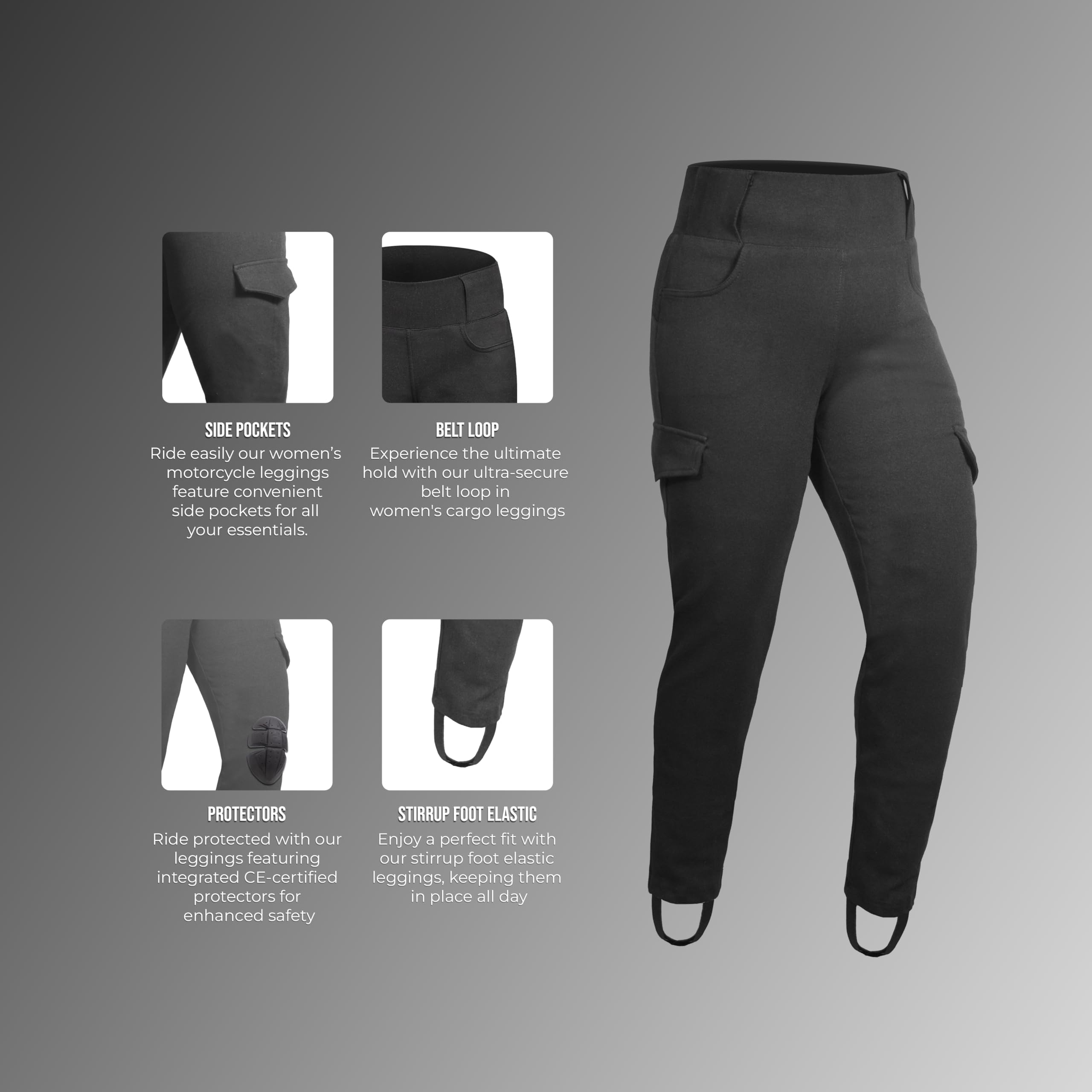 GREAT BIKERS GEAR – Leggings da moto da donna, super-pantaloni, protezione donna con armatura CE rimovibile