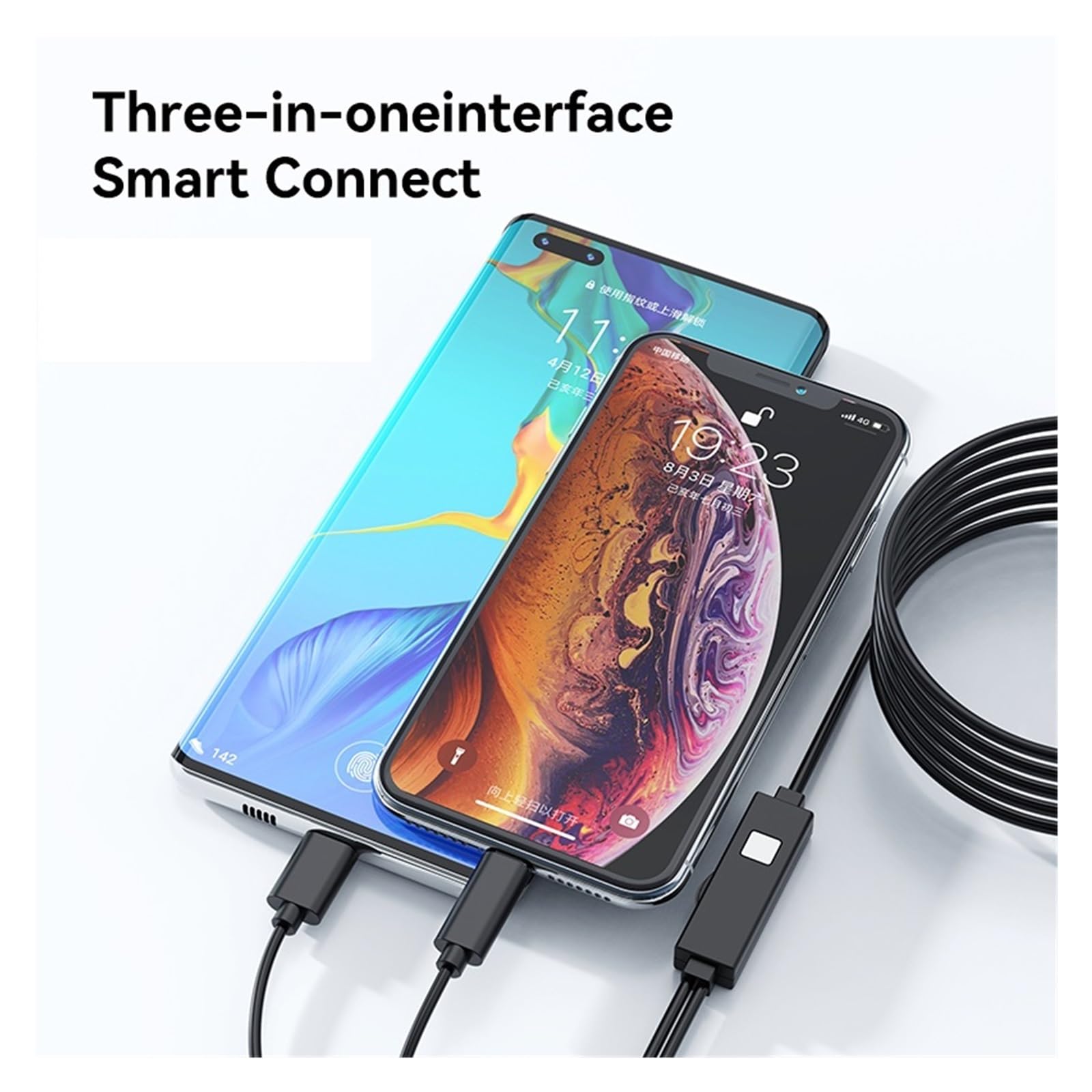 Type-C 2in1 Digital Microscope Portable 8LED 1600X Magnification Endoscope For Phone Inspection Camera