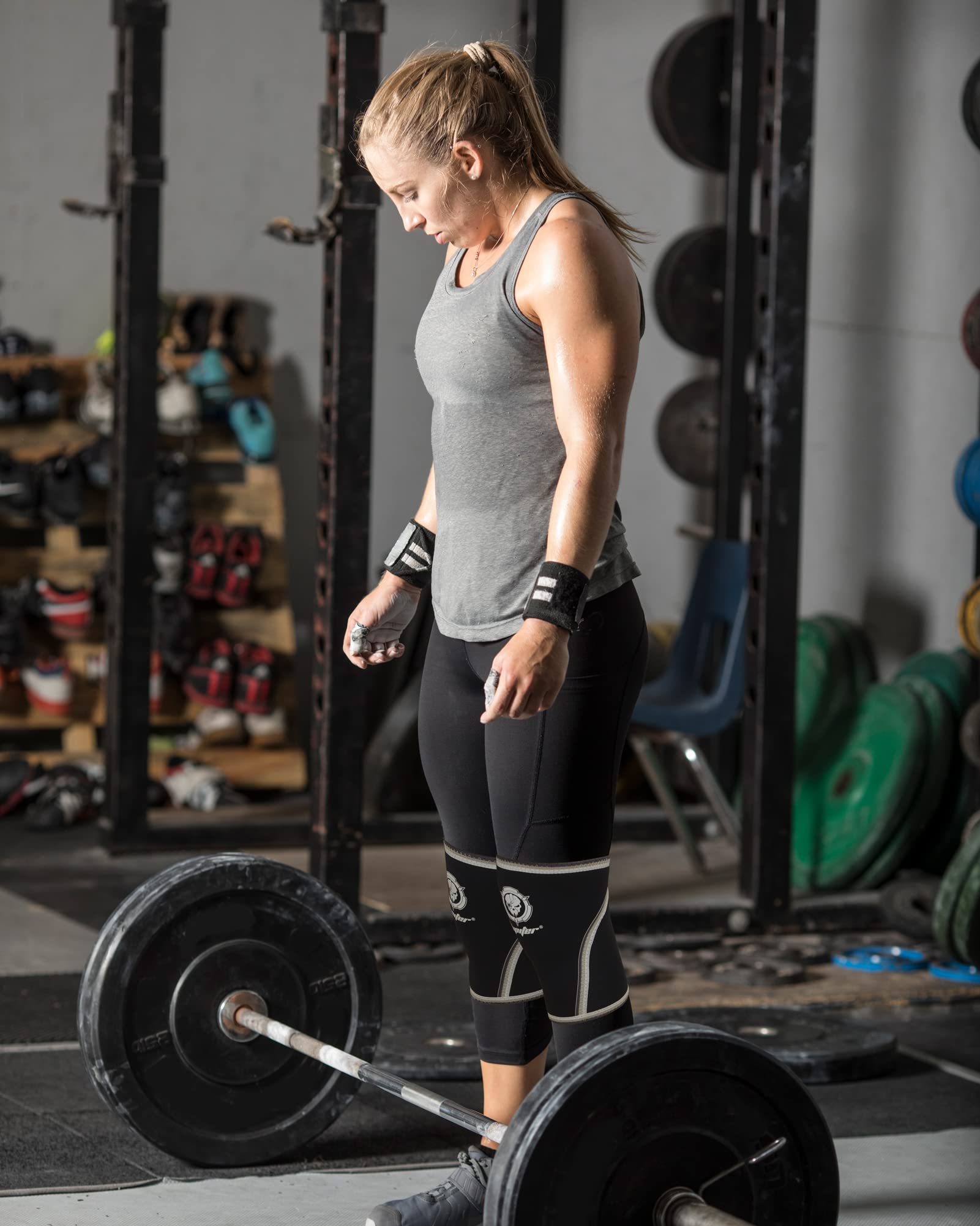 Jupiter Genouillères (1 paire), genouillères de compression 7mm pour squats, haltérophilie, haltérophilie, Cross Training pour hommes et femmes