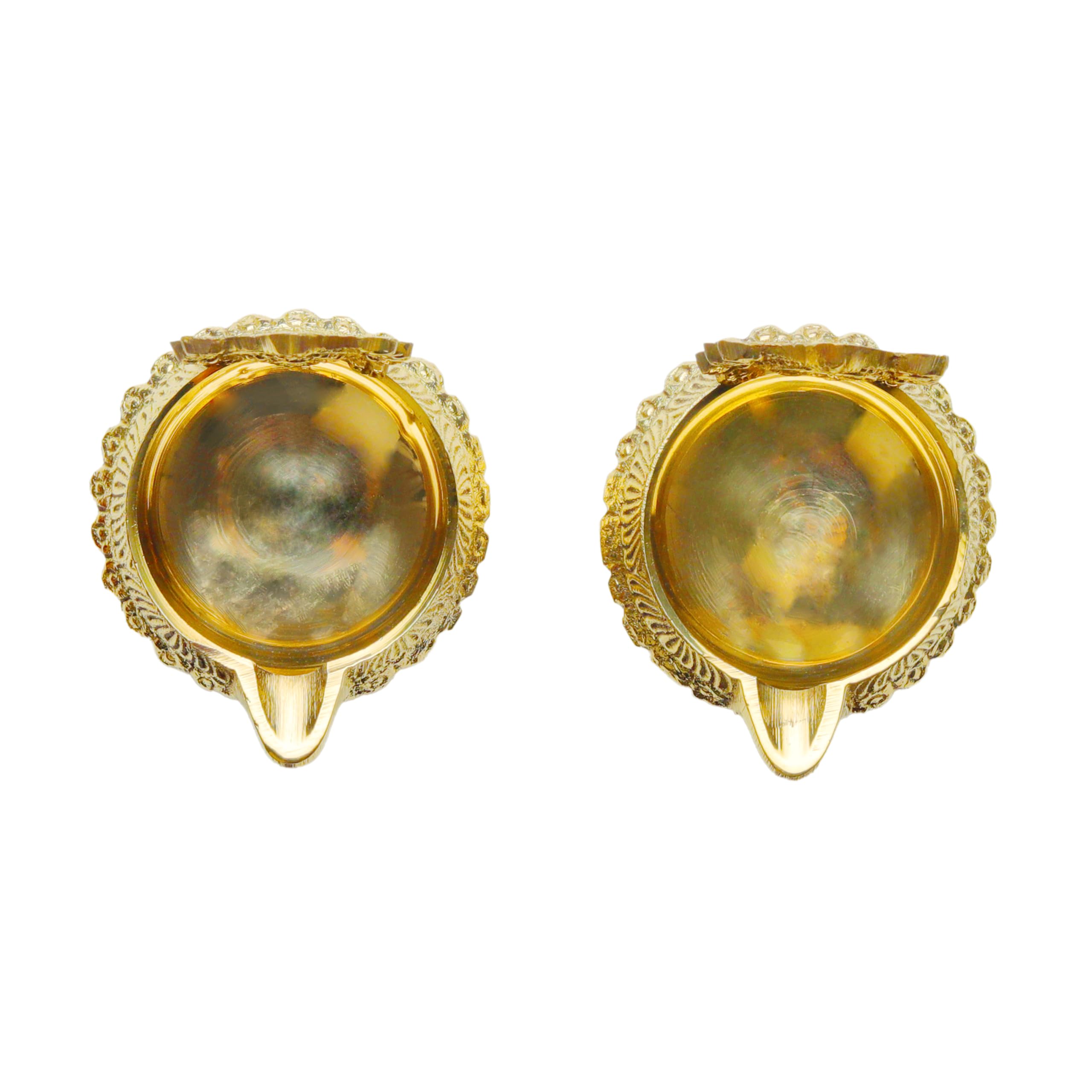Set of 2 Diya Deepak Pooja Diya Item Religious Brass Oil Lamp for Traditional New year Decorations Aarti Diyas Lighting Accessories Gift Items Puja Kit Lanterns Lamps (Size :-2.5 Inches)(Golden) - Image 3