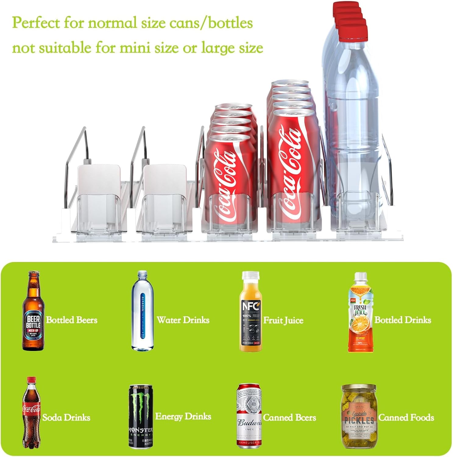 Drink Organizer for Fridge,Self Pushing Fridge Drink Organizer,Automatic Drink Dispenser for Fridge-Holds up to 25 Cans