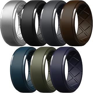 Egnaro Men's Silicone Wedding Rings 10mm Wide 2.5mm Thick - Breathable Comfort Fit Multipack (1/4/7) for Workouts & Active Life